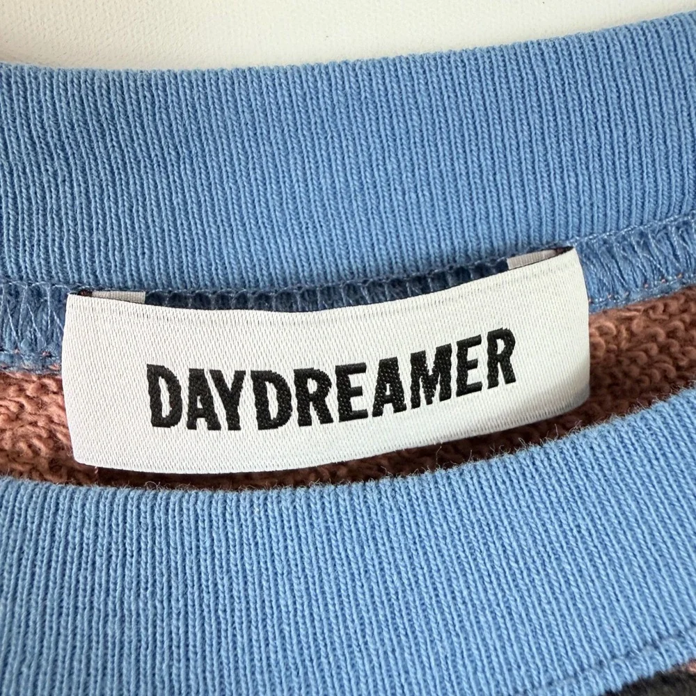 Evereve Daydreamer Stripe Vintage Sweatshirt Womens M Pink Blue Raglan Cotton - Picture 7 of 12